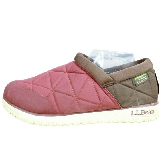 LL Bean Mountain Red Nylon Ultralight PrimaLoft Slip-Ons Slippers Size 10 M - Picture 1 of 9